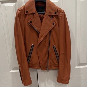 All Saints coral Leather Jacket